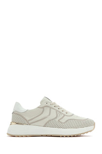 Kadın Krem Bağcıklı Kalın Tabanlı Deri Sneaker