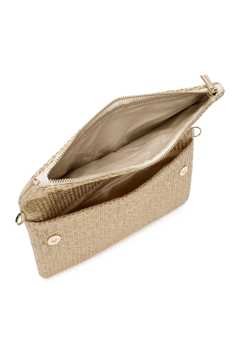 Women's Beige Chain Strap Woven Clutch Bag