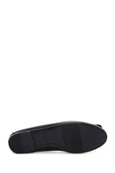 Women's Black Leather Ballerinas | Derimod