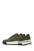 Erkek Yeşil Bağcıklı Kalın Tabanlı Nubuk Deri Sneaker | Derimod