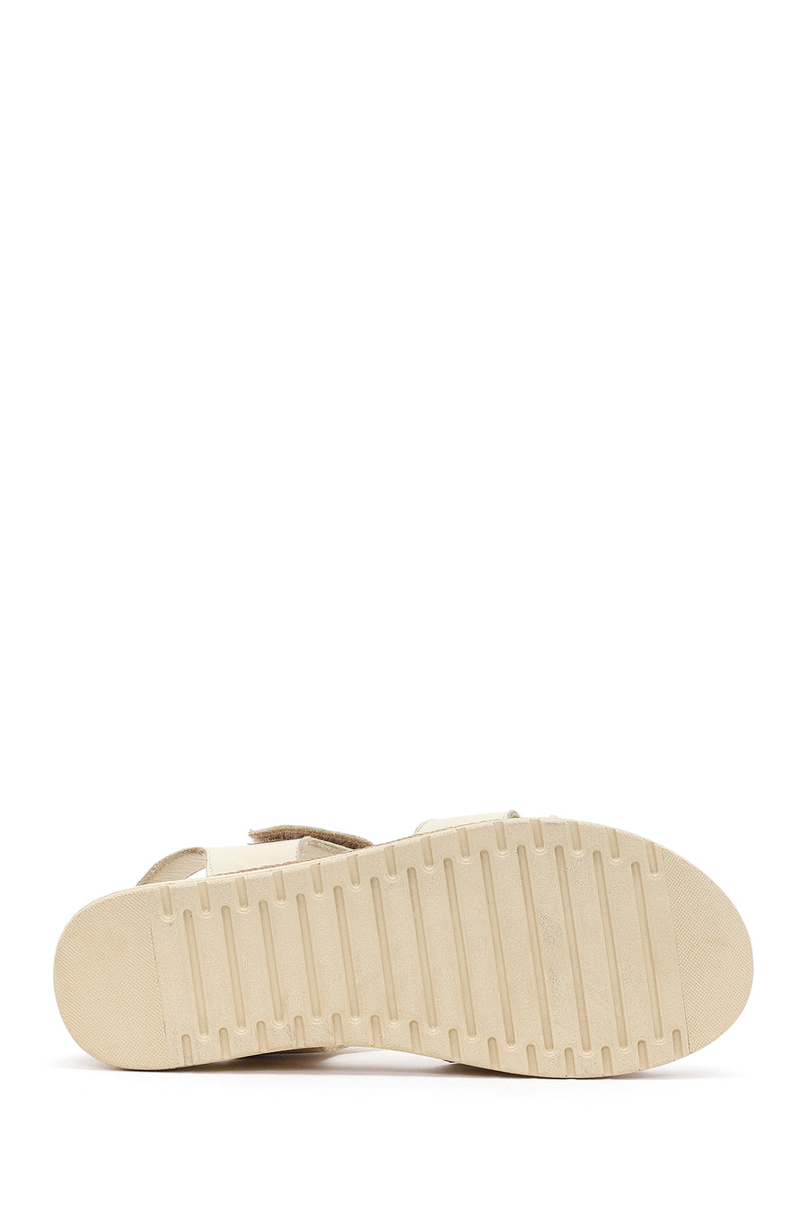 Women's Cream Thick-Soled Leather Comfort Sandals