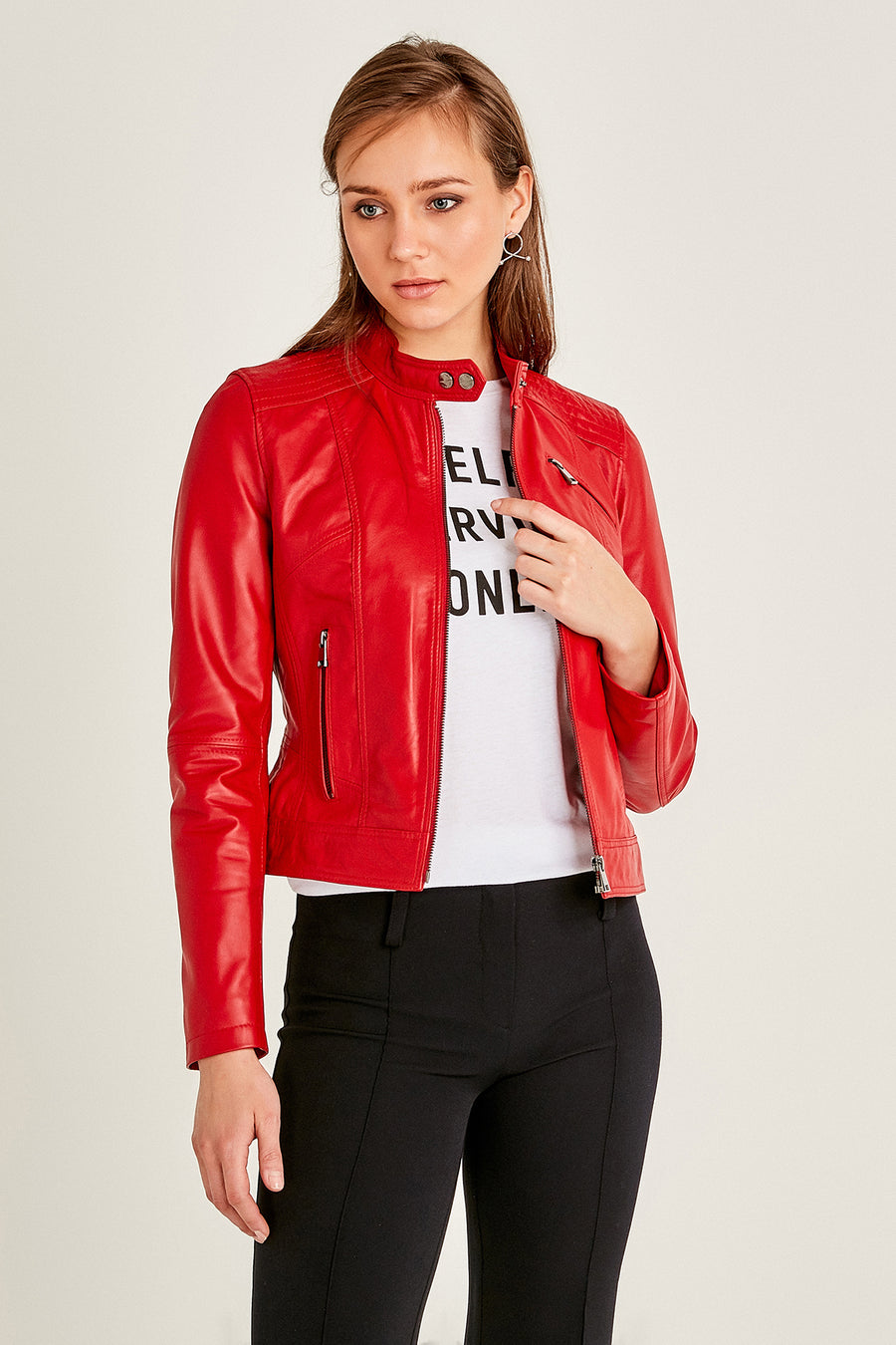 Kylie Women's Leather Jacket 19SGE5352R3 | Derimod
