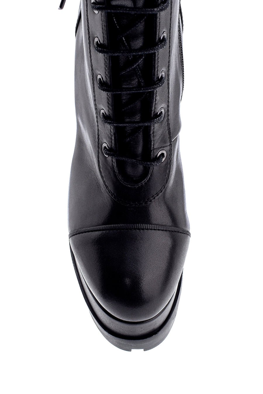 Women's Leather Platform Heeled Boots