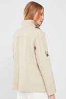 Luisa Women's Beige Oversize Leather Coat | Derimod