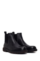 Male Black Thick-Soled Leather Chelsea Boots | Derimod