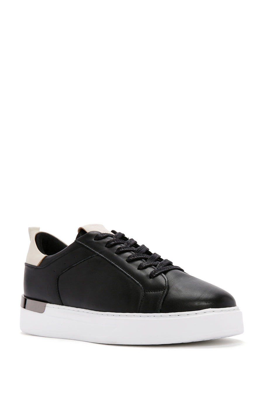Men's Black Lace-up Leather Sneaker