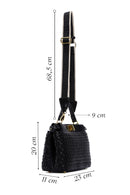 Women's Black Knitted Long Strap Clutch Bag | Derimod