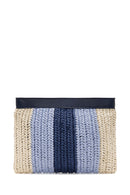 Women's Blue Straw Portfolio Bag | Derimod