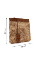 Women's Beige Straw Portfolio Bag | Derimod