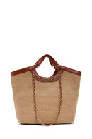 Women's Beige Straw Shoulder Bag | Derimod
