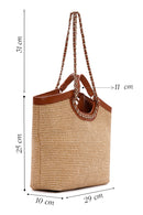 Women's Beige Straw Shoulder Bag | Derimod