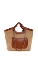 Women's Beige Straw Shoulder Bag | Derimod