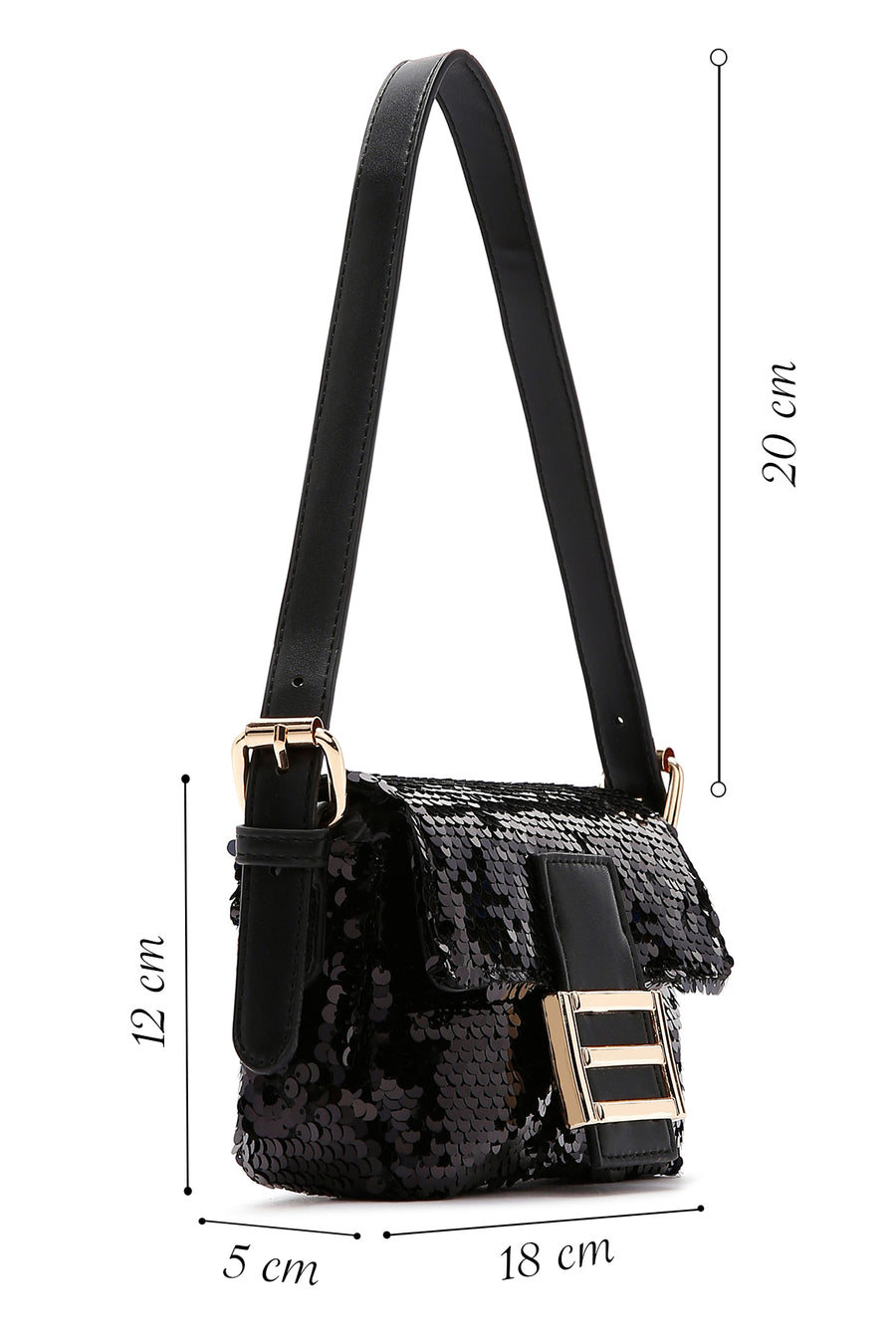 Women's Black Sequin Shoulder Bag