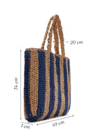 Women's Navy Blue Straw Shoulder Bag | Derimod