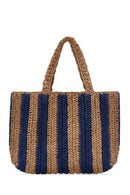 Women's Navy Blue Straw Shoulder Bag | Derimod