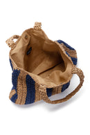 Women's Navy Blue Straw Shoulder Bag | Derimod