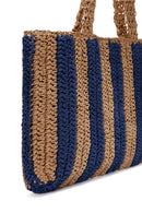 Women's Navy Blue Straw Shoulder Bag | Derimod