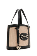 Women's Black Straw Shoulder Bag | Derimod