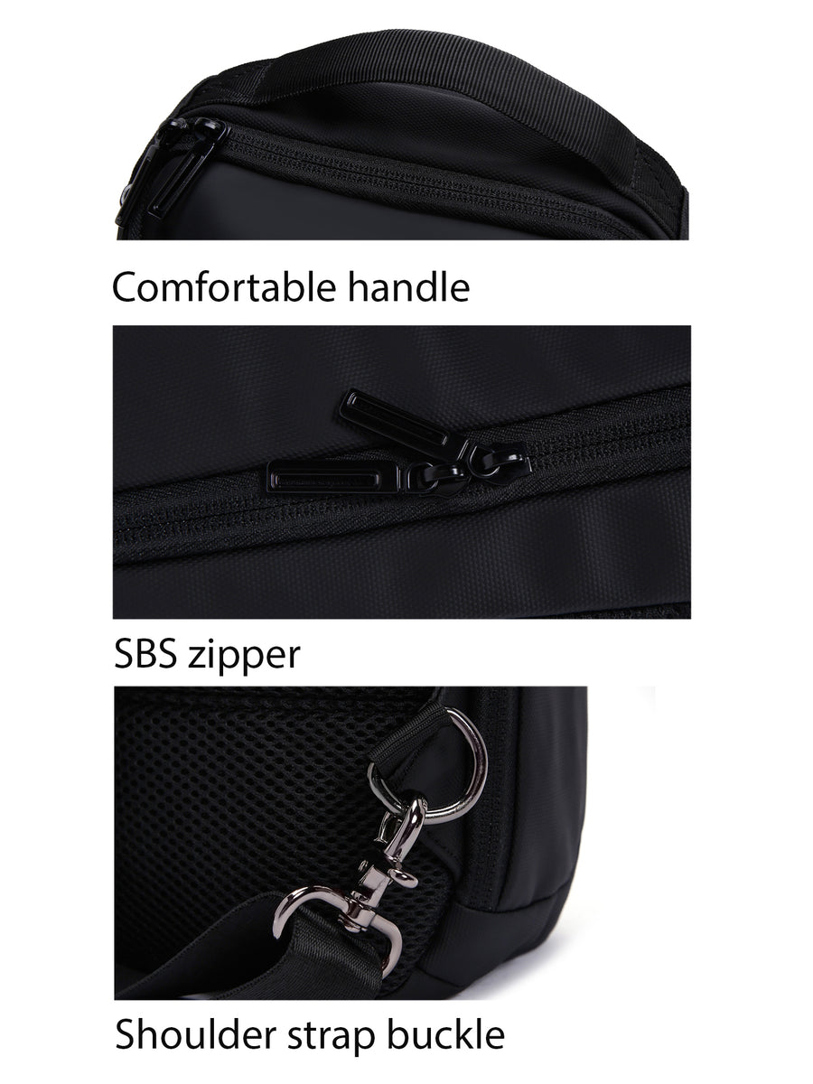 D-Pack Men's Black Technological Fabric Crossbody Bag