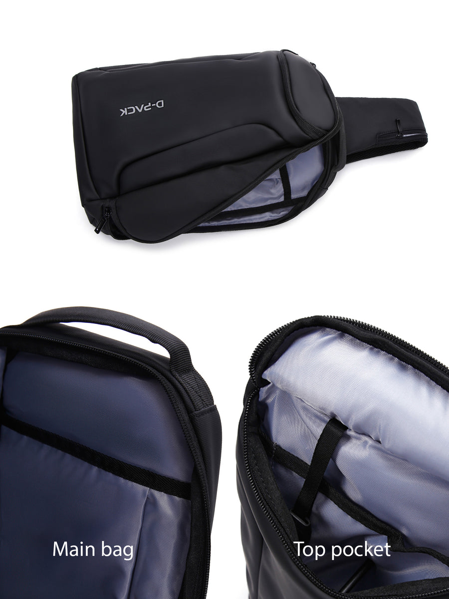 D-Pack Men's Black Technological Fabric Crossbody Bag