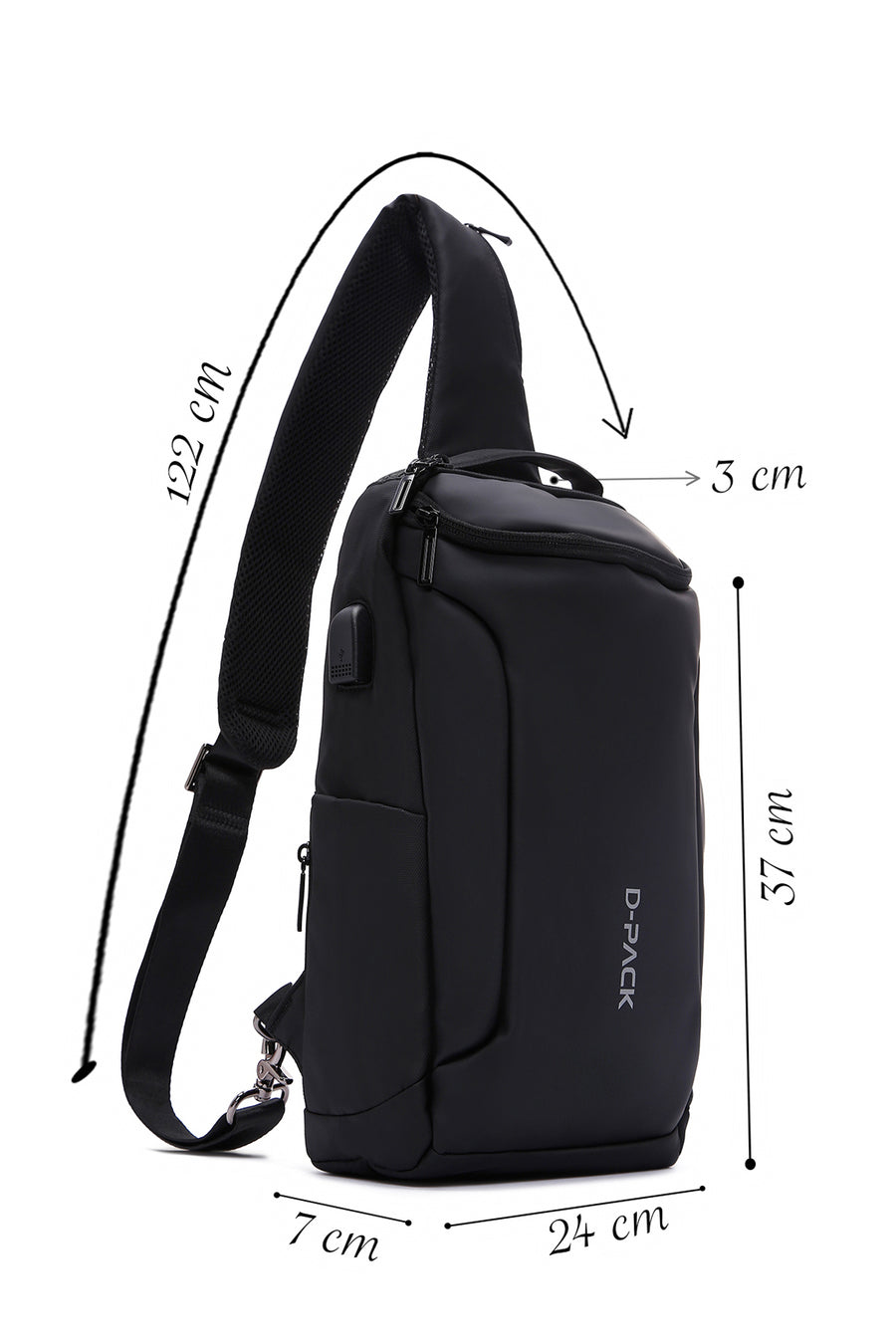D-Pack Men's Black Technological Fabric Crossbody Bag