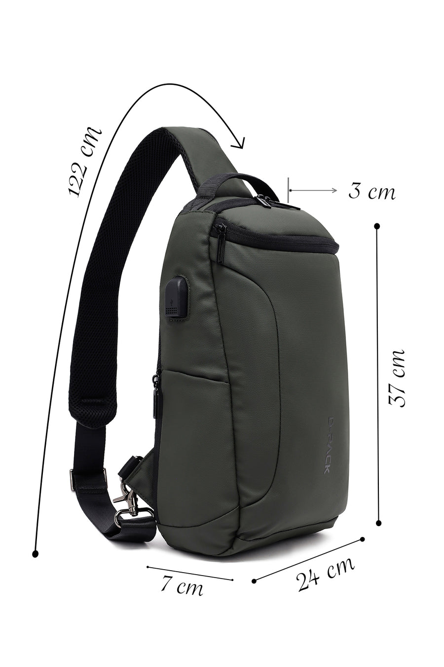 D-Pack Men's Khaki Technological Fabric Crossbody Bag