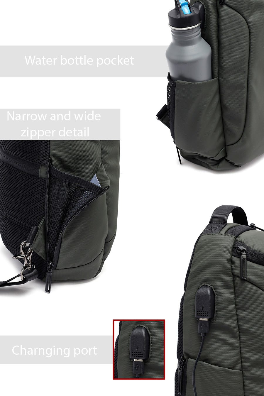 D-Pack Men's Khaki Technological Fabric Crossbody Bag