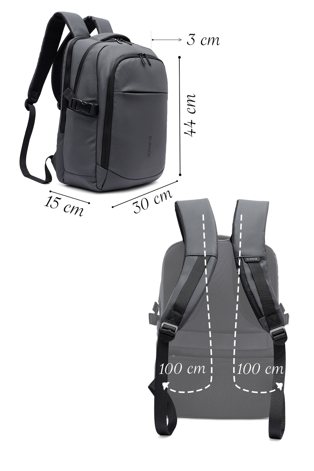 D-Pack Unisex Gri Teknolojik Kumaş Sırt Çantası