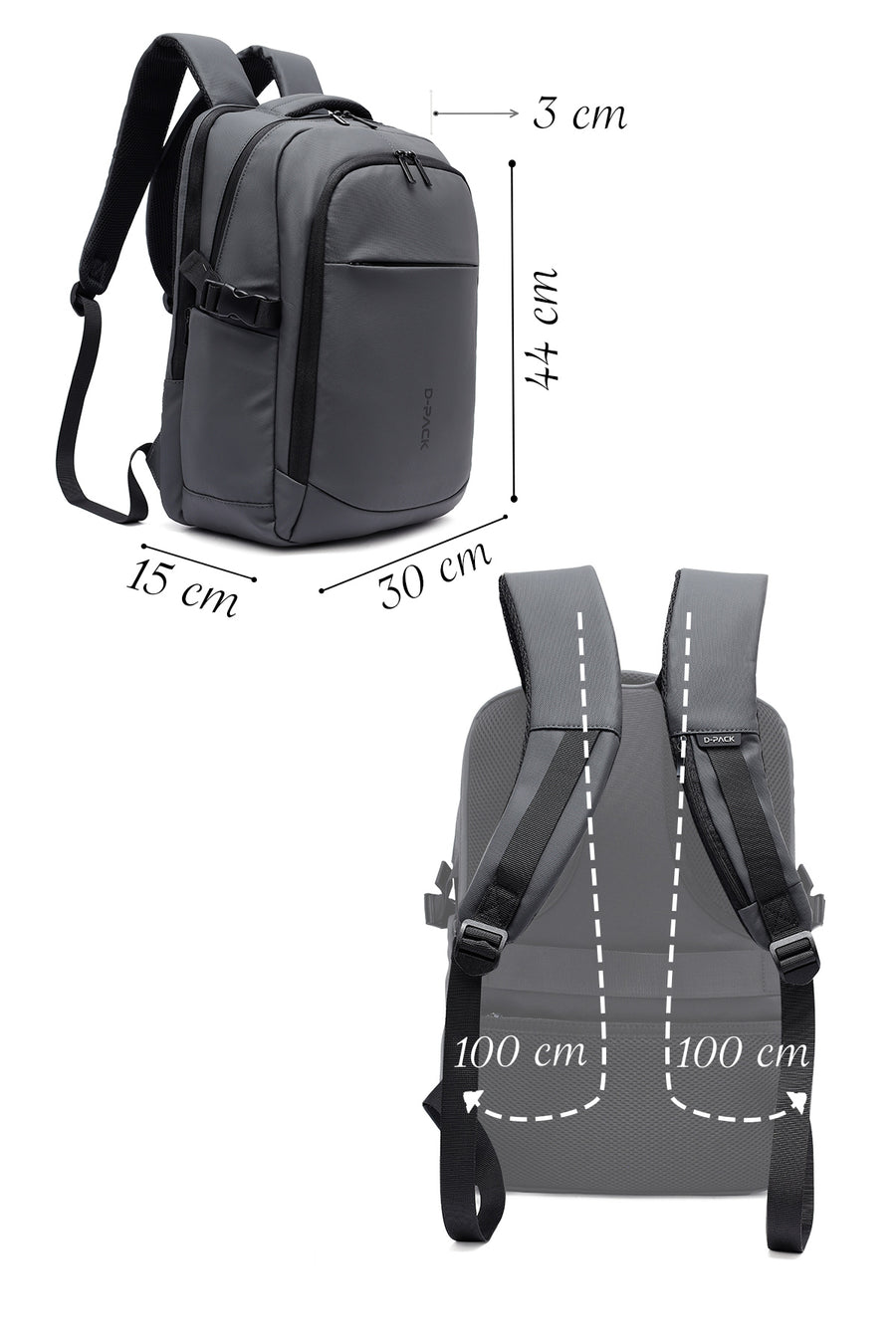 D-Pack Unisex Gri Teknolojik Kumaş Sırt Çantası