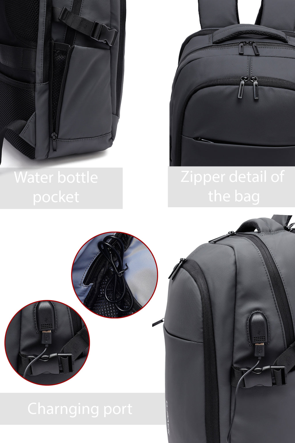 D-Pack Unisex Gri Teknolojik Kumaş Sırt Çantası