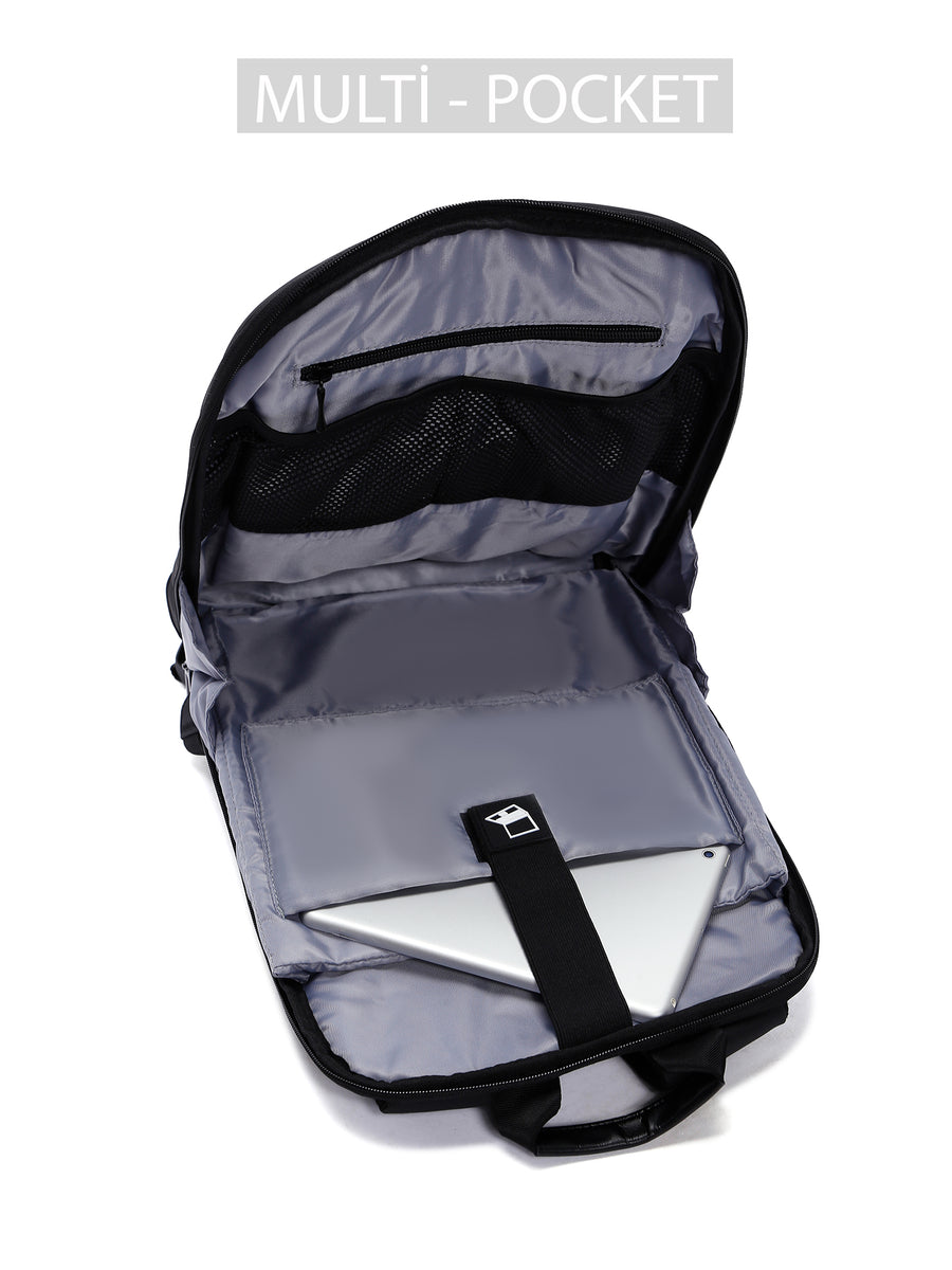 D-Pack Unisex Black Fabric Backpack