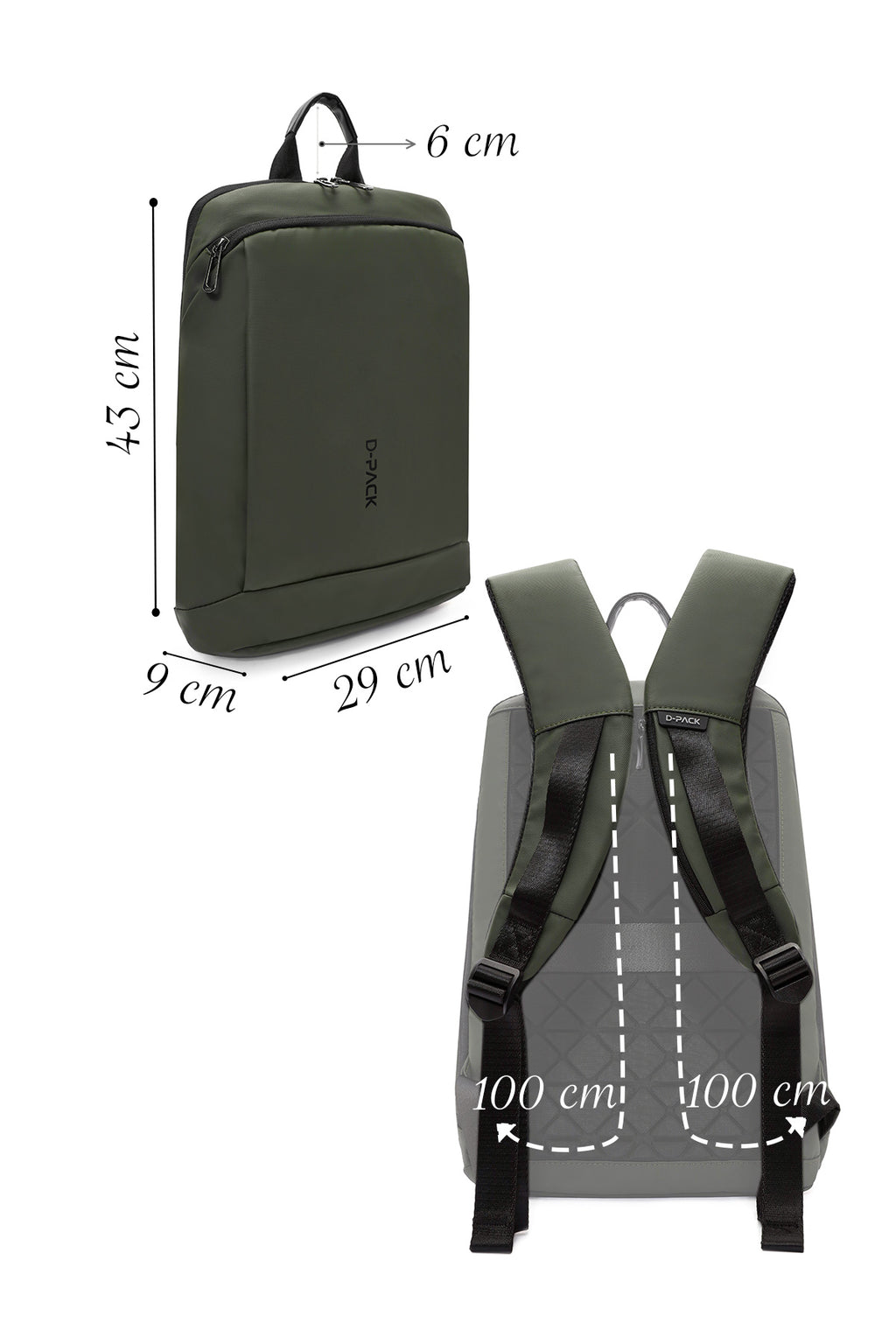 D-Pack Unisex Yeşil Kumaş Sırt Çantası