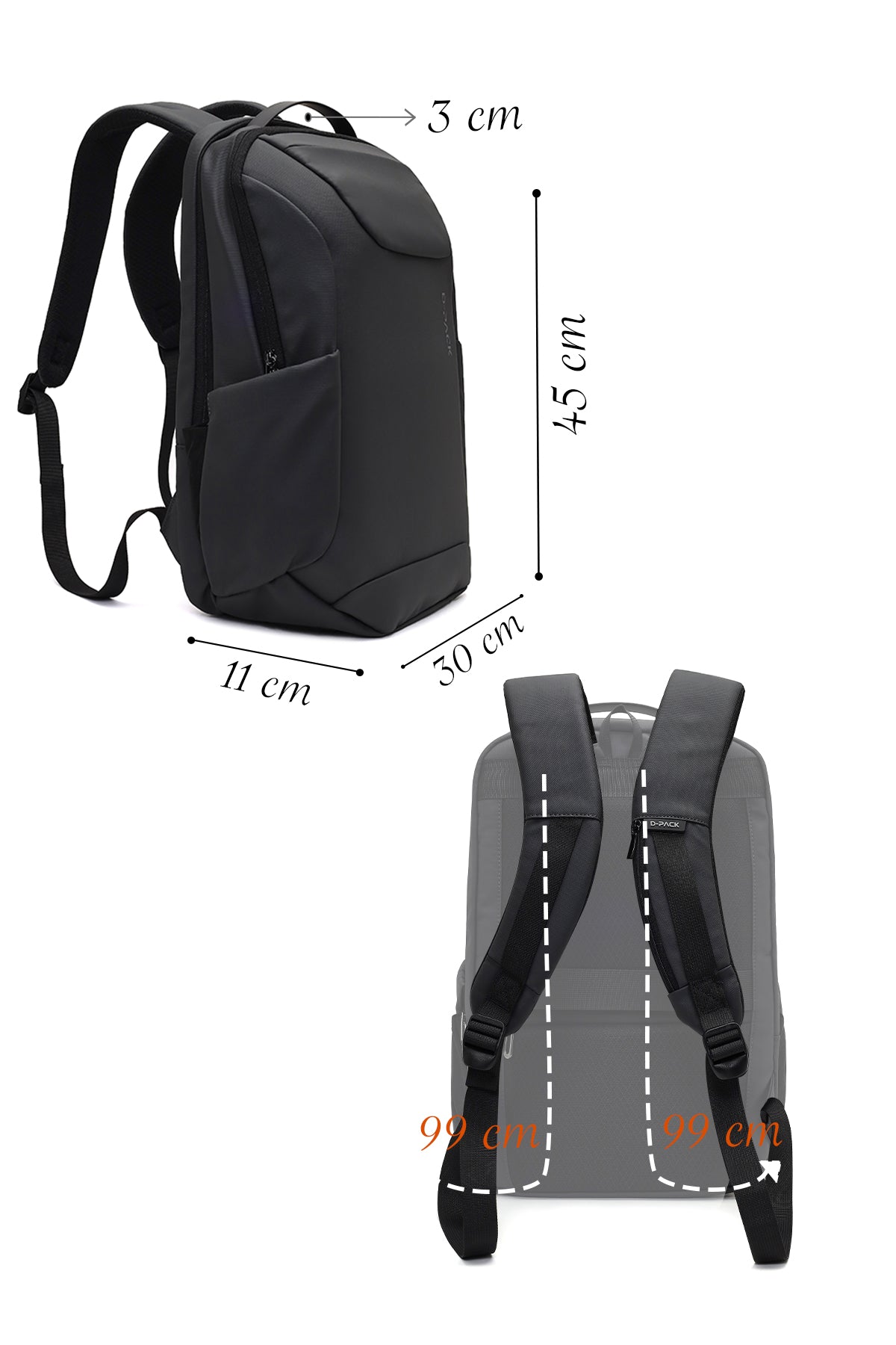 D-Pack Unisex Gri Teknolojik Kumaş Hardcase Sırt Çantası