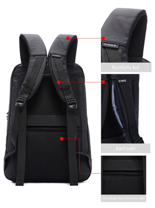 D-Pack Unisex Siyah Teknolojik Hardcase Sırt Çantası