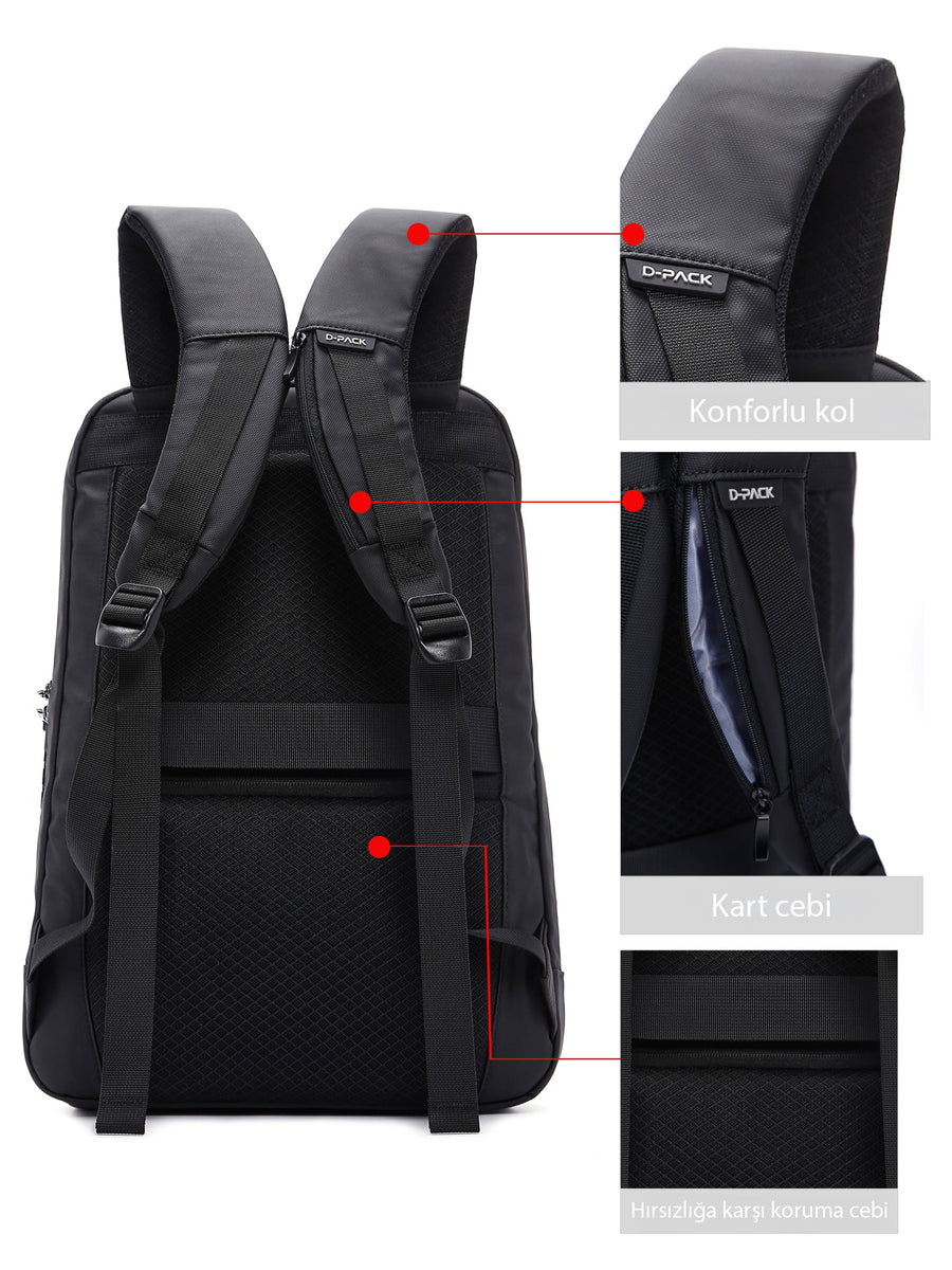 D-Pack Unisex Black Technological Hardcase Backpack