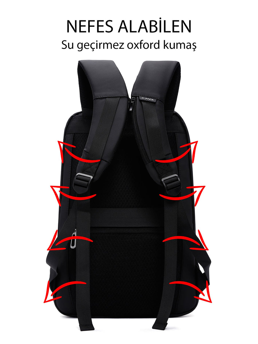 D-Pack Unisex Black Technological Fabric Hardcase Backpack