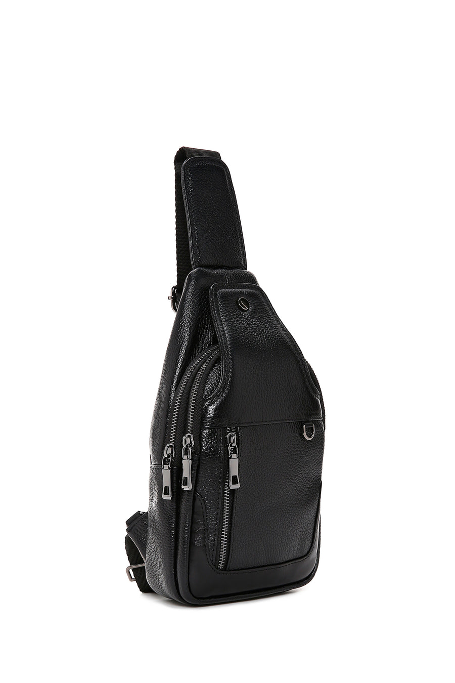 Men's Black Leather Crossbody Bag