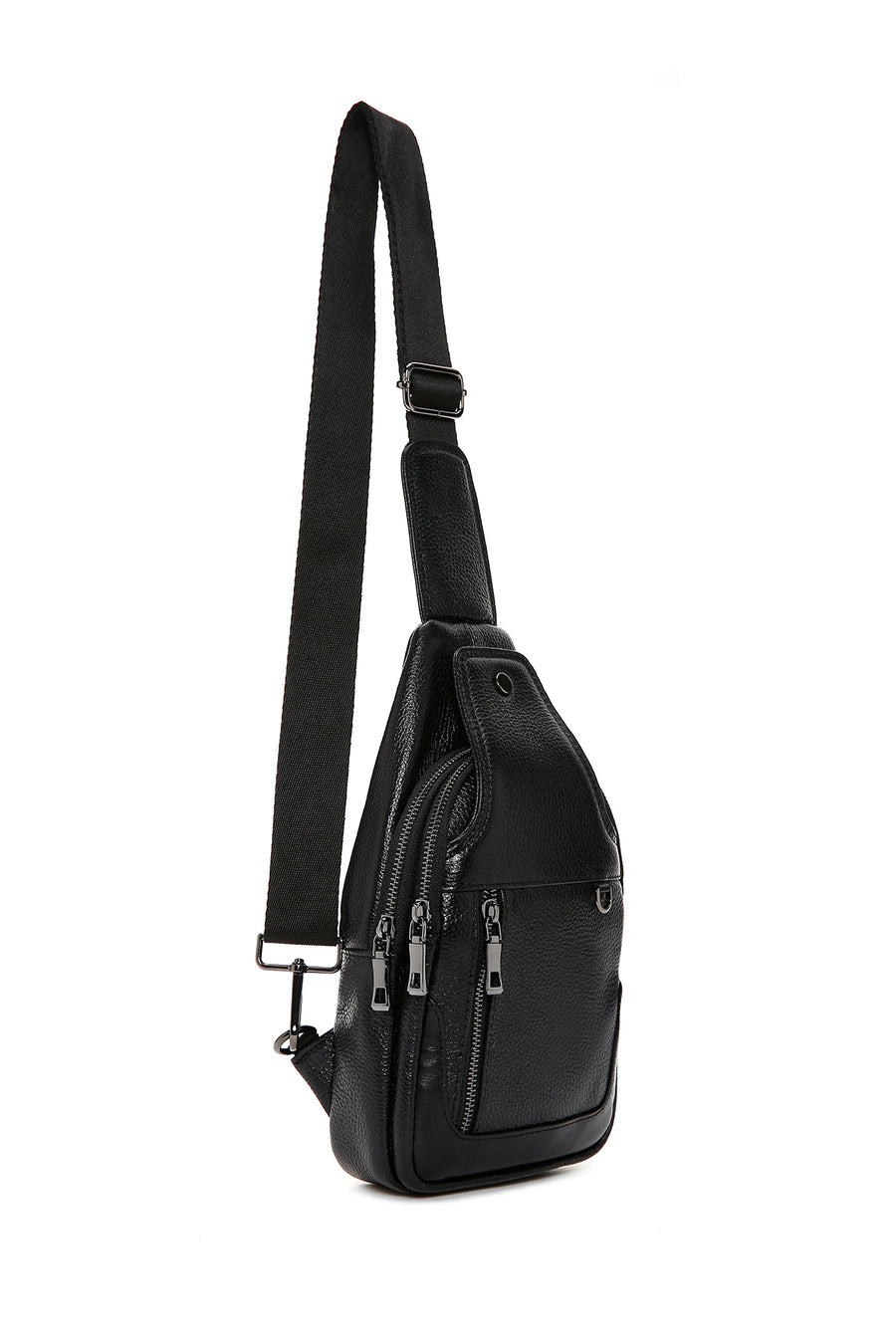 Men's Black Leather Crossbody Bag