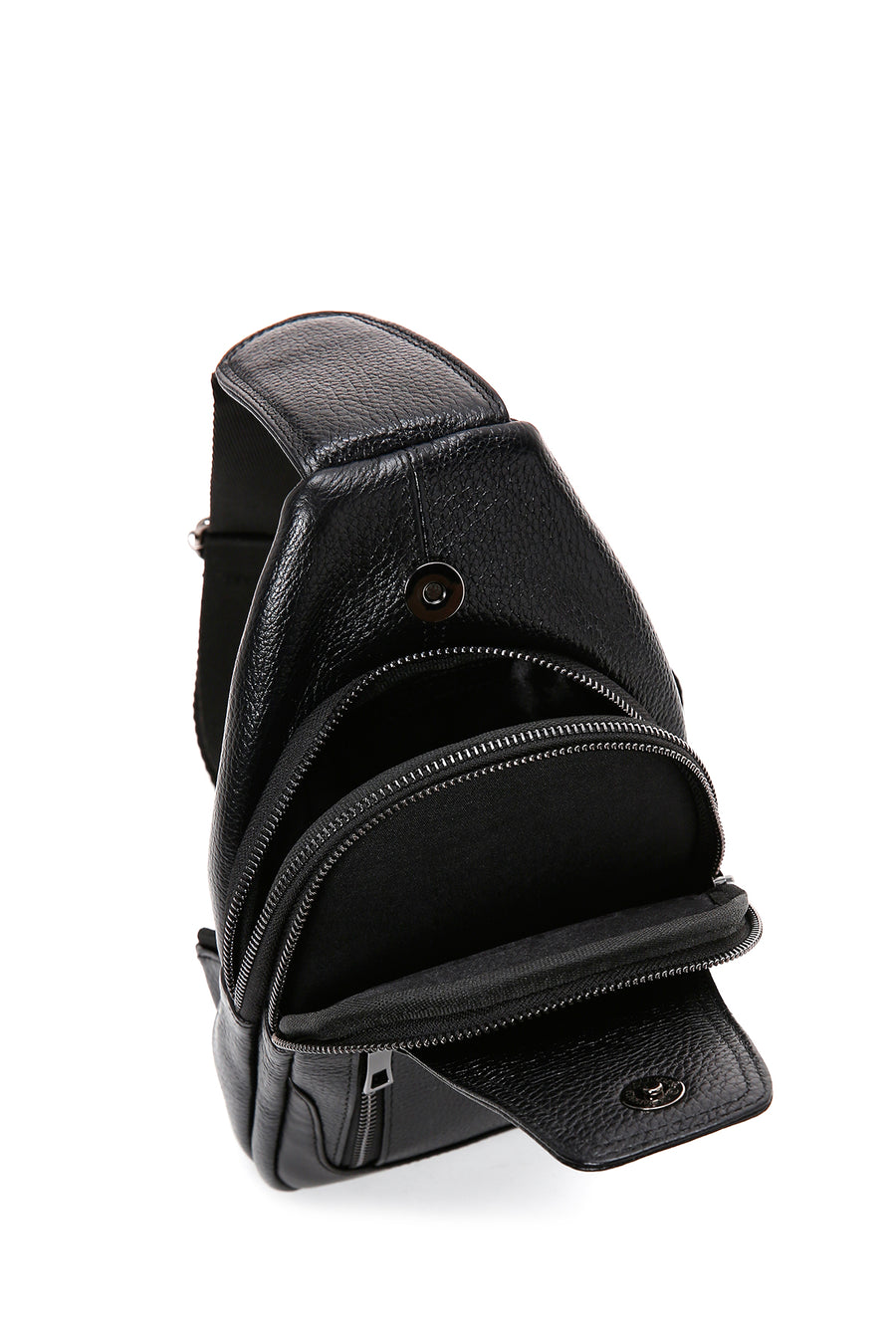 Men's Black Leather Crossbody Bag