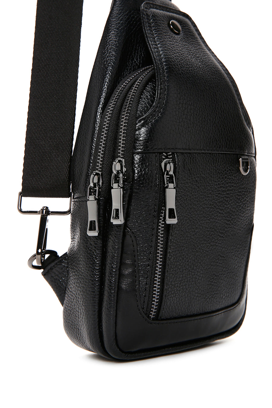 Men's Black Leather Crossbody Bag