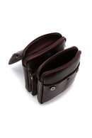 Men's Brown Long Strap Leather Crossbody Bag | Derimod