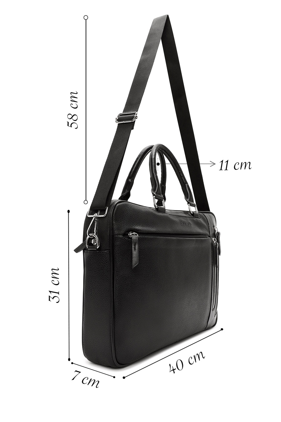 Men's Black Long Strap Briefcase
