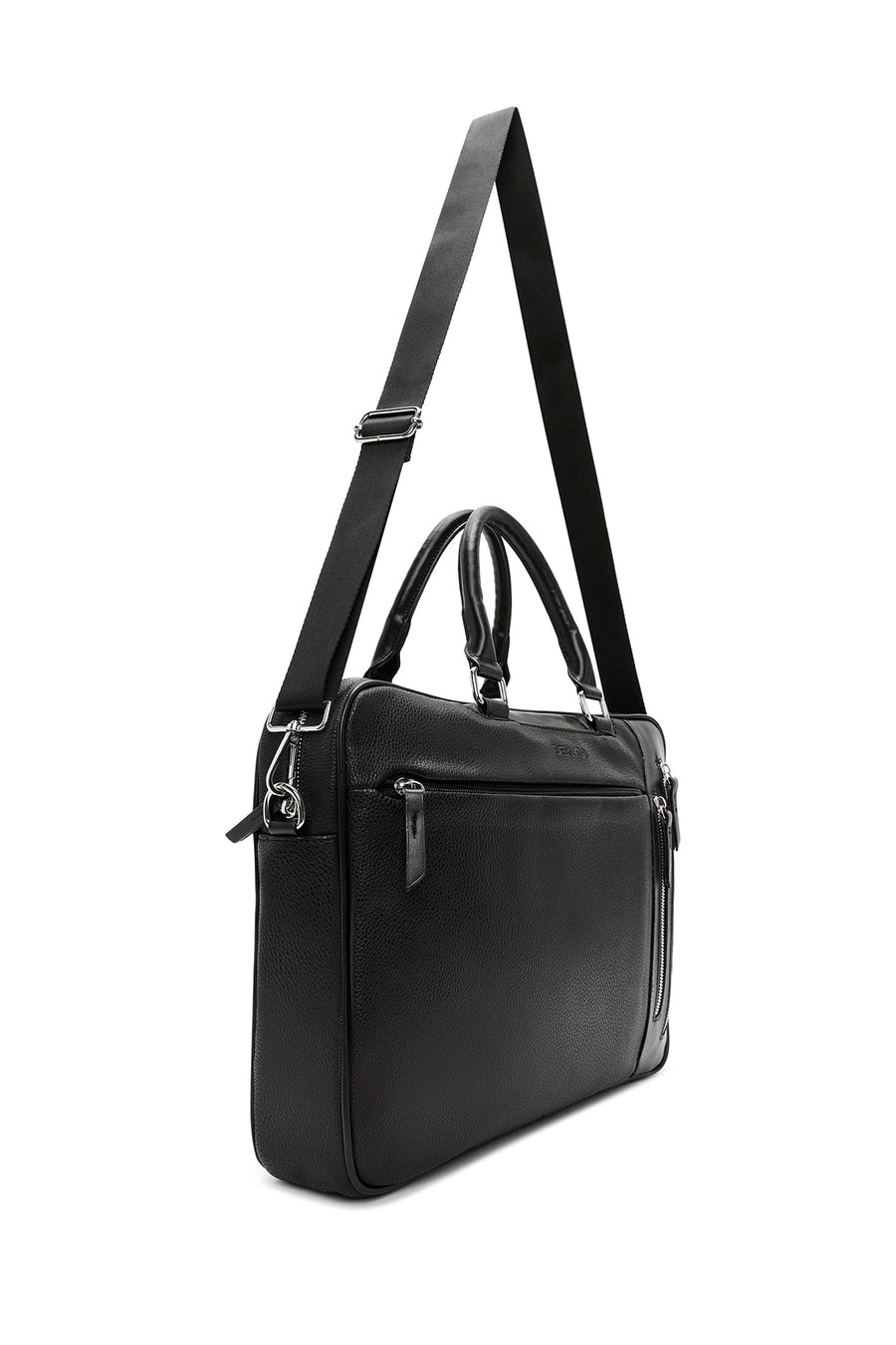Men's Black Long Strap Briefcase