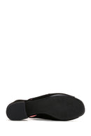 Women's Black Suede Leather Thick Heeled Sandals | Derimod