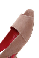 Kadın Vizon Süet Deri Kalın Topuklu Sandalet | Derimod