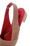 Kadın Vizon Süet Deri Kalın Topuklu Sandalet | Derimod