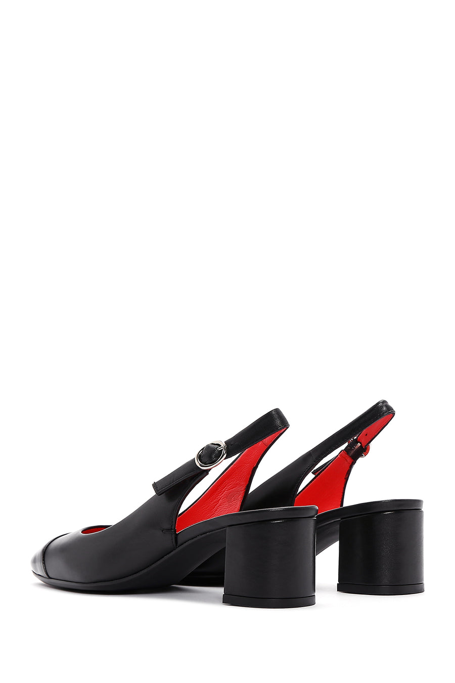 Derimod Gritti Women's Black Thick Heeled Leather Shoes