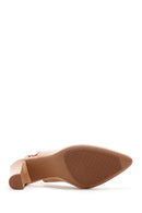 Derimod Gritti Women's Beige Heeled Leather Shoes | Derimod