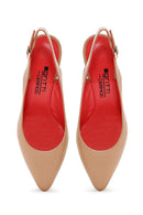 Derimod Gritti Women's Beige Heeled Leather Shoes | Derimod