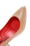 Derimod Gritti Women's Beige Heeled Leather Shoes | Derimod